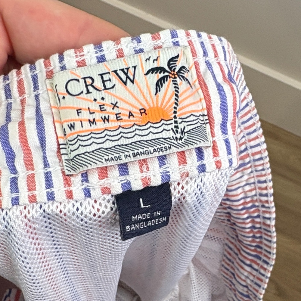 JCrew seersucker Striped Swim Shorts size L - Picture 6 of 7